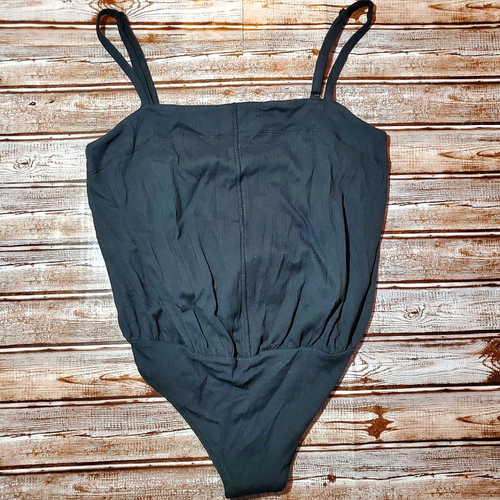 Intimately Free People Black Bodysuit Thong Back M EUC